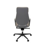 Kancelářské křeslo, šedá ekokůže, houpací mechanismus s aretací ve 4 polohách, kovový kříž, kolečka pro tvrdé povrchy