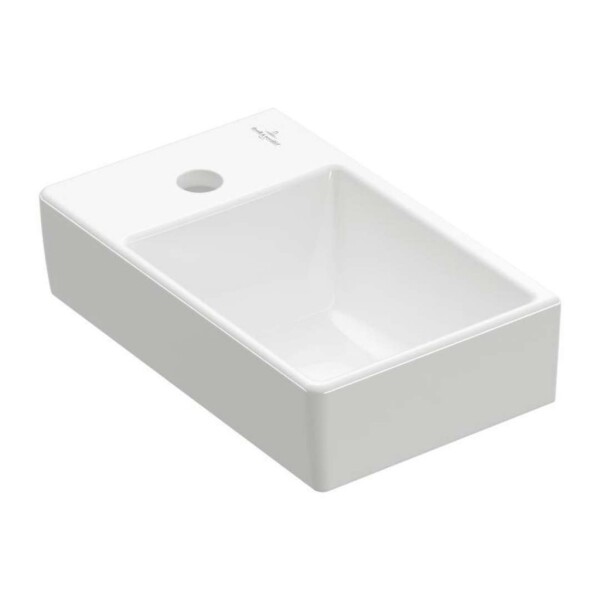 VILLEROY & BOCH - Avento Umývátko 36x22 cm, bez přepadu, otvor pro baterii vlevo, CeramicPlus, Stone White 43003RRW