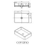CERANO - Umyvadlo z litého mramoru Lacerta - na desku - bílá matná - 60x40 CER-WB05
