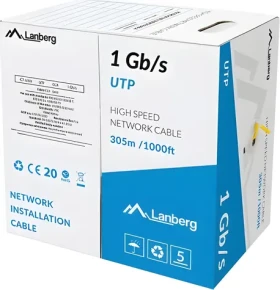 Lanberg UTP kabel drát žlutý / CCA / 305 m / 1 Gb/s (LCU6-10CC-0305-Y)