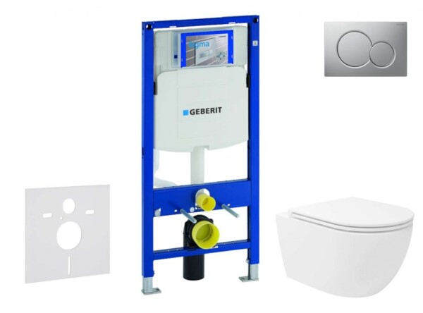 GEBERIT - Duofix Set předstěnové instalace, klozetu Oudee Vortex a sedátka softclose, tlačítko Sigma01, lakovaný matný chrom SANI11CA1155