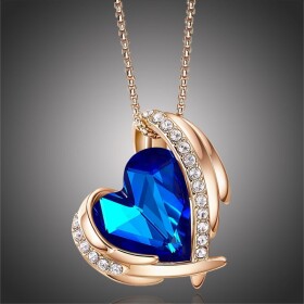 Náhrdelník Swarovski Elements Amorita Gold Sapphire Blue, Modrá 45 cm + 5 cm (prodloužení)