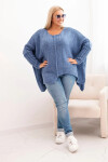 Dámský svetr Plus Size s akrylem volného střihu a rukávem 3/4 denimový UNI