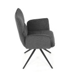 Židle jídelní, šedá látka, 360° vratný mechanismus, černý kov
