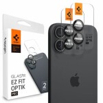 Spigen Glass tR EZ Fit Optik Pro 2 Pack ochranné sklo fotoaparátu pro Apple iPhone 16 16 Plus černá (AGL07921)