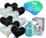Helium set - helium a balónky IBREX srdce černé a stříbrné 15 ks - Balonky.cz Helium set - helium a balónky IBREX srdce černé a stříbrné 15 ks - Balonky.cz