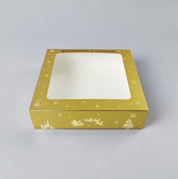 Dortisimo Vánoční krabice na cukroví zlato-bílá nepromastitelná (20 x 20 x 5 cm)