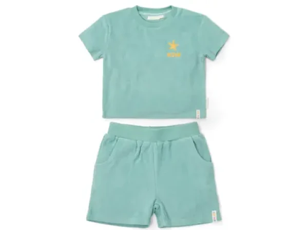 Little Dutch Tričko a kraťasy Seashells/Stripes Surf Blue vel. 74/80 (CL25034406LD)