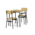 Jídelní set (1+2), MDF dekor divoký dub, čtyřnohá kovová podnož, černý matný lak