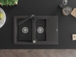 MEXEN/S - Gaspar granitový dřez 1.5 s odkapávačem včetně baterie Duero, černá kropenatý 6507-76-671600-70
