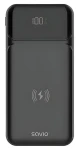 Savio BA-09 černá / Powerbanka / 10000 mAh / bezdrátové nabíjení / USB-C, USB-A / PD, QC 20W (SAVBA-09)