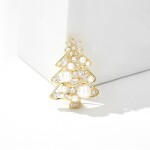 Vánoční perlová brož se zirkony Christmas Tree 11 - vánoční stromeček, Zlatá