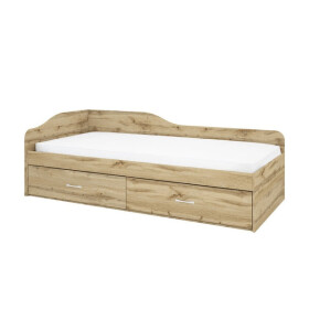Dřevěná postel Arkadia 90x200 cm, 2x zásuvka, dakota,bez matrace