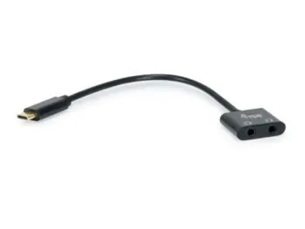 Equip USB-C černá / Audio adaptér / DAC / 2x Jack 3,5mm / 0,15 m (133469)