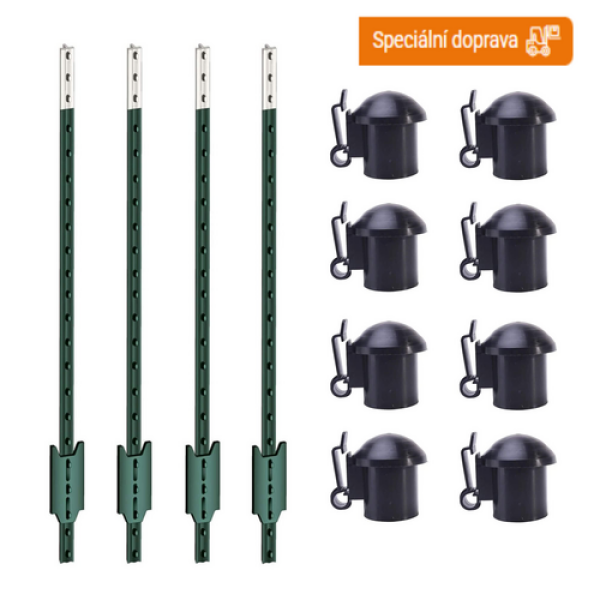 Sada T-sloupky pro elektrický ohradník 167 cm + krytky s izolátorem - 50 ks