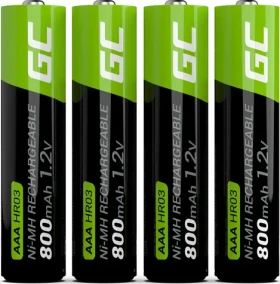 Green Cell Akumulátor AAA (R03) / Nabíjecí baterie / NiMH / 1,2 V / 800 mAh / 4 ks (GR04)