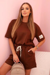 Dámská souprava s máslem a šortkami s vysokým pasem čokoládová UNI