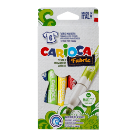 Textilní fixy Carioca, maxi hrot 6mm, 6 ks