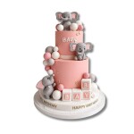 Dortisimo Zápich do dortu a dekorace Sloni s nápisem BABY a s koulemi růžovo-bílá (26 ks)