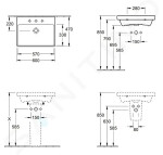 VILLEROY & BOCH - Avento Umyvadlo nábytkové 600x470 mm, s přepadem, otvor pro baterii, CeramicPlus, Stone White 415860RW