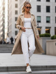 Dámský dvouřadový trenčkot s kapucí FashionStreet camel TY5656 M