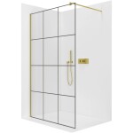CERANO Sprchová zástěna Walk-in Onyx Round L/P - 8 mm - kulatá vzpěra - zlatá, industriální sklo - 90x200 cm