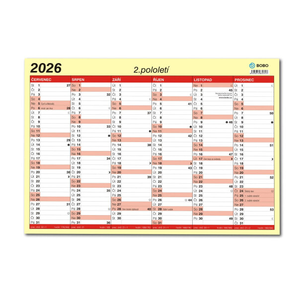 Lístkový kalendář 2026, A3