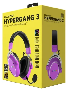 Hator ESH52 Hypergang 3 fialová / Herní bezdrátová sluchátka s mikrofonem / Hi-Res / ANC / Bluetooth 5.4 (ESH52)