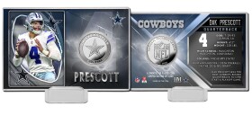Highland Mint Mince Dallas Cowboys NFL Dak Prescott Player Silver Mint Coin Card