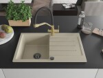 MEXEN/S - Bruno granitový dřez s odkapávačem včetně baterie Duo, béžová 6513-69-671701-57-B