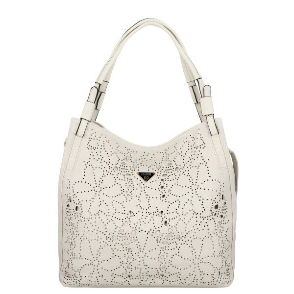 Trendy dámská koženková kabelka na rameno Tiara, krémová