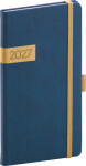 NOTIQUE Diář 2027: Twill - modro-zlatý, kapesní, 9 x 15,5 cm