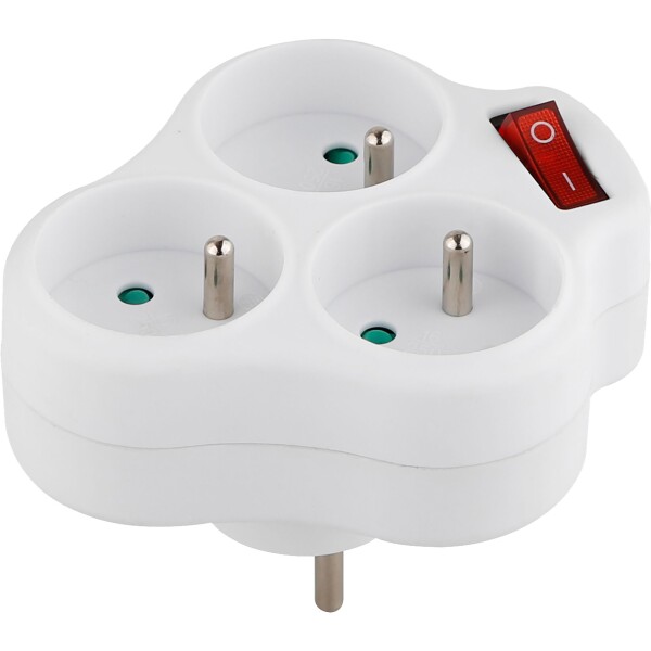 STREND PRO 215720 Zásuvka rozbočovací s vypínačem, 3x kulatá, max. 3680W