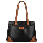 Trendy dámská koženková kabelka na rameno Remiga, černá-hnědá
