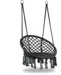 MULTI GARDEN Závěsné houpací křeslo Boho šedá / Ocelový rám / Lanový výplet / Interiér i exteriér (ESO-SW092-7-4)
