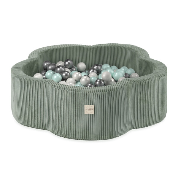 PLUSH NEST PLUSH NEST Suchý bazén Květinová zóna 95 × 30 cm, zelený, prémiový manšestr, s 300 míčky