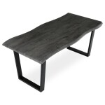 Stůl jídelní, 180x90x75 cm, MDF deska, dekor šedý dub, kovová nohy ve tvaru U, černý matný lak