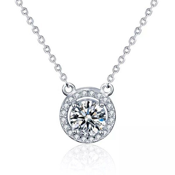Royal Fashion stříbrný náhrdelník HA-XMZ009-SILVER-MOISSANITE-ZIRCON