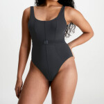 Dámské jednodílné plavky Monogram Rib KW0KW02151-BEH - Calvin Klein L