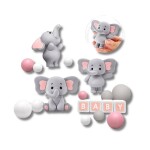 Dortisimo Zápich do dortu a dekorace Sloni s nápisem BABY a s koulemi růžovo-bílá (26 ks)