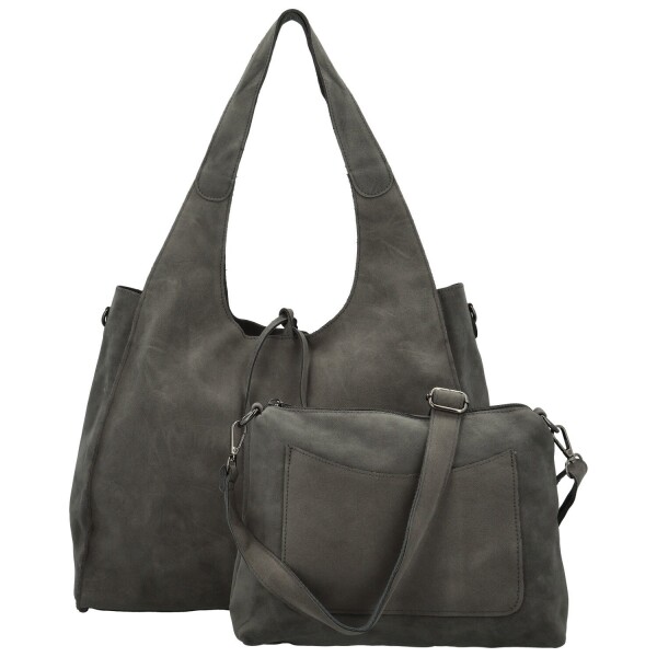 Trendy dámský koženkový set kabelek Eudosia, tmavě šedý