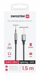 SWISSTEN TEXTILE Audio adaptér Lightning - 3.5mm Jack 1.5m černá (73502307)