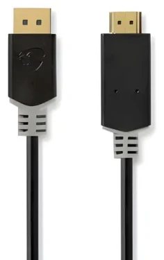 Nedis DisplayPort-HDMI antracit / Kabel DisplayPort na HDMI / 4K 30Hz / 3 m / Pozlacené konektory (CCBW37100AT30)