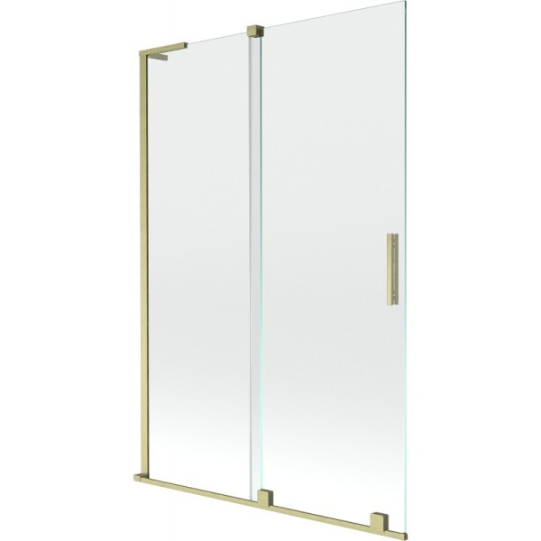 MEXEN/S - Velar L dvoukřídlá posuvná vanová zástěna 120 x 150, transparent, zlatá kartáčovaná 896-120-003-01-55