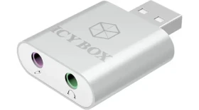 Icy Box IB-AC527 černá / 3.5 mm stereo výstup / 3.5 mm mikrofon vstup / USB 2.0 (IB-AC527)