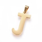 Sada přívěsku a náušnic z nerezové oceli - písmeno - zlatá - 20 ~ 23 mm x 13 ~ 19 mm - 1 ks Písmena: E