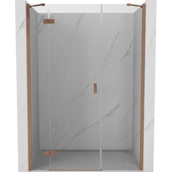 MEXEN/S - Mist-H sprchové dveře křídlové levé 150, transparent, měď kartáčovaná 8A5-150-001-65-00-L