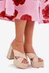Dámské sandály na platformě s klínovým podpatkem 6874 Béžová - Ideal Shoes béžová 41