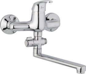 JB Sanitary Nástěnná umyvadlová a sprchová baterie SLIM, rozteč 150 mm, otočný přepínač, bez příslušenství, ramínko 300 mm A10 37 10