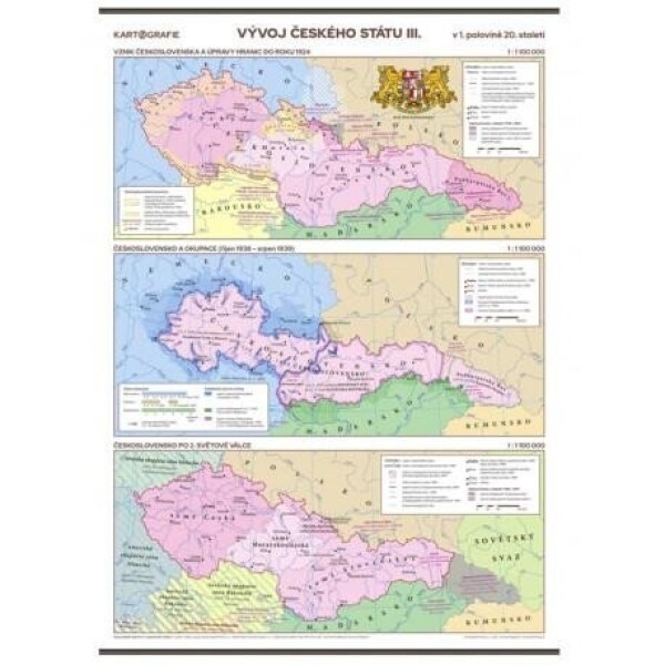 Vývoj českého státu III. (v 1. polovině 20. stol.) – školní nástěnná mapa/96 x 136 cm, 2. vydání